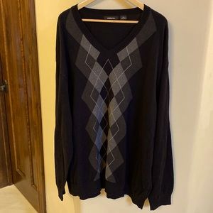 Claiborne Men’s Black/Grey Argyle Sweater, 4XL